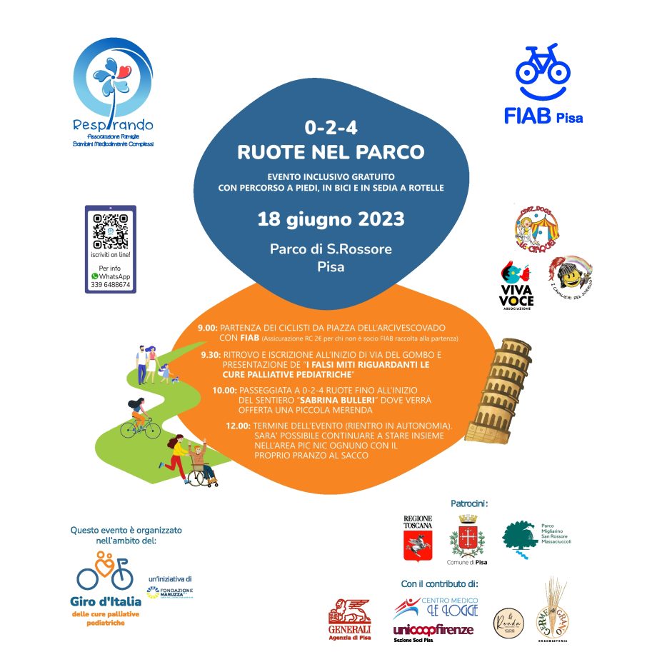 0-2-4 RUOTE NEL PARCO, passeggiata inclusiva nel Parco di San Rossore, tappa toscana del Giro delle Cure Palliative Pediatriche